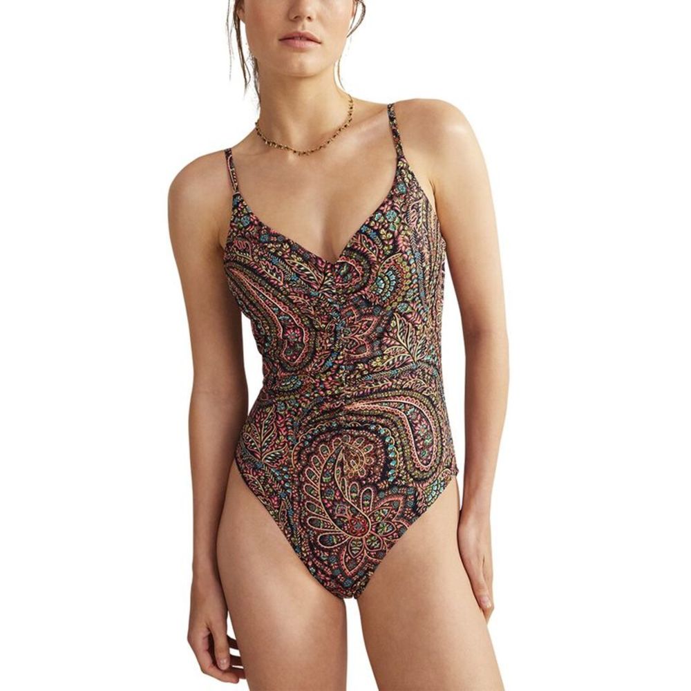 Boden Ruched V-Neck Swimsuit